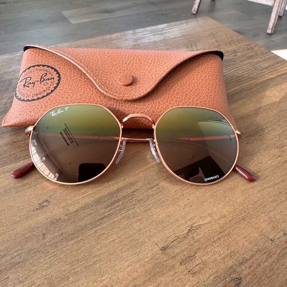 Ray-Ban Gold and Brown Sunglasses